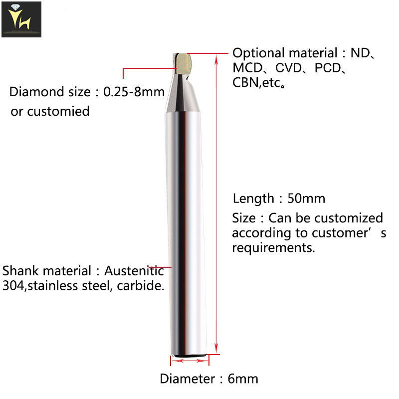 Carbide Shank CV CNC Diamond Tools Milling Cutter For Polishing